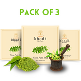 Vagad’s Khadi Neem Patti Soap – Milky Neem-Infused Cleanser for Clear, Hydrated Skin | Antibacterial & Purifying Formula | Paraben-Free & Sulphate-Free - 100gm (Pack of 3)